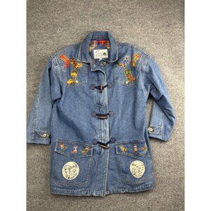 Vintage Rainbow West Jacket Womens Small Denim Western Embroidered Cowboy 90s